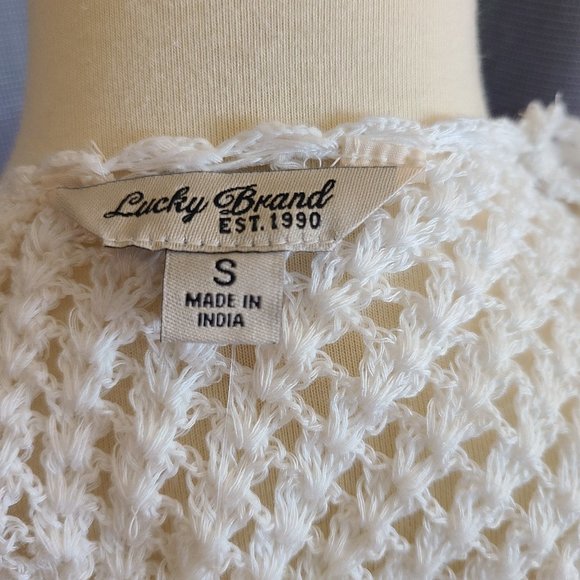 NWT Lucky Brand Crochet Yoke Tank, White, Small - Picture 9 of 10